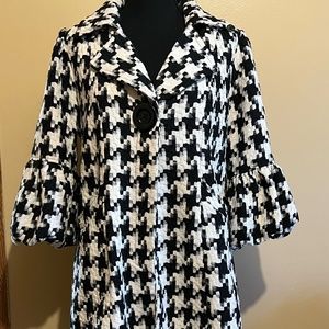 Black/white plaid coat with bell sleeves size Medium